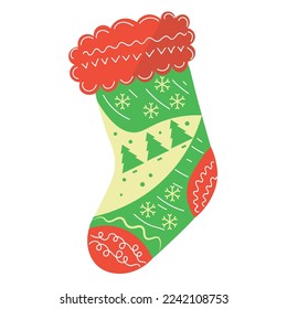 Warm Christmas sock on white background