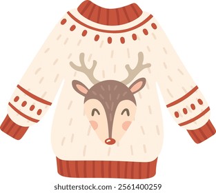 Warm Christmas sweater with a cute reindeer design adds a touch of festive cheer to holiday celebrations, perfect for cozy winter evenings and Christmas gatherings