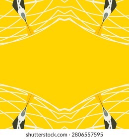 Warm citrus glow themed mirrored ornamental composition, accented by international orange, dark orange, golden yellow, bright gold, isabelline, khaki, slate gray, olive drab
