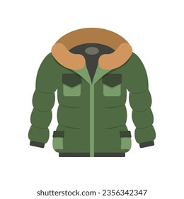 Warm clothes for men or woman. Winter collection of modern male casual outfit. Vector flat illustration. Fashion style coat. Cold season garments. Wardrobe graphic elements