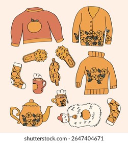 Warm Clothing Graphic Elements Collection. autumn clothing.