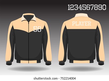 Warm coat sport design front and back ,Vector football and running t-shirt creative fashion design template.