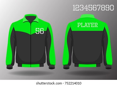 Warm coat sport design front and back ,Vector football and running t-shirt creative fashion design template.