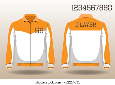 Warm coat sport design front and back ,Vector football and running t-shirt creative fashion design template.