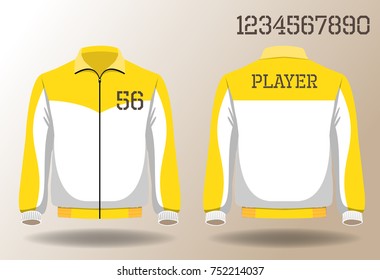 Warm coat sport design front and back ,Vector football and running t-shirt creative fashion design template.