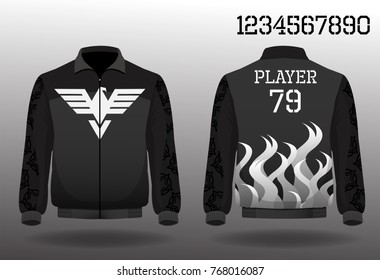 Warm coat sport design front and back ,Vector football and running t-shirt creative fashion design template.