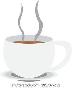 Cálido café en una taza lista para ser preparada. Diseño de taza de café sobre fondo transparente. Ilustración vectorial.