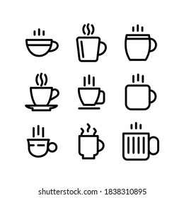 warme Kaffeesymbole oder Logo einzeln auf Zeichen, Vektorgrafik - Kollektion hochwertiger, schwarzer Vektorsymbole
