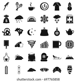 Warm coffee icons set. Simple style of 36 warm coffee vector icons for web isolated on white background
