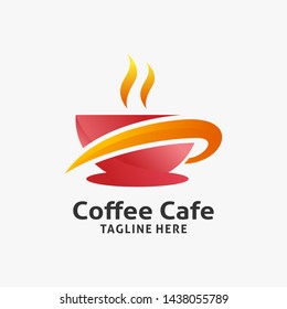 Warm coffee logo design with abstract slice effect