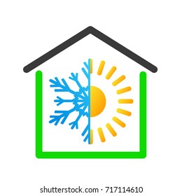 warm or cold house business logo design, stock vector illustration