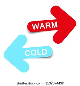 Warm and Cold Vector color arrows on white background with shadow