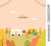 Warm color autumn background illustration