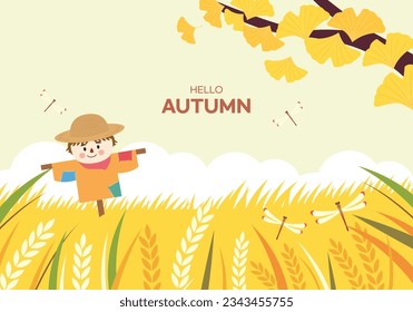 Ilustración de fondo de otoño de color cálido