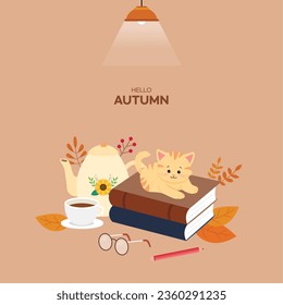 Warm color autumn background illustration