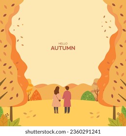 Warm color autumn background illustration