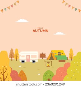 Warm color autumn background illustration