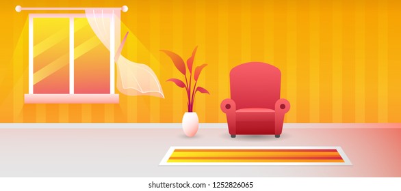 warm color autumn season modern design of interior vector illustration