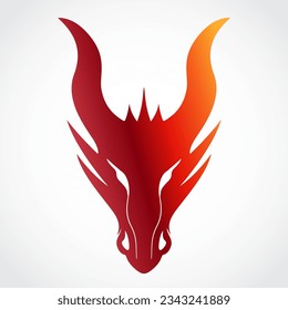 warm color dragon head logo design