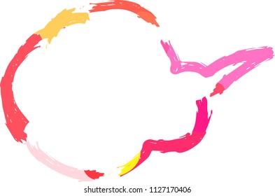 Warm color Speech balloon of Brush writing