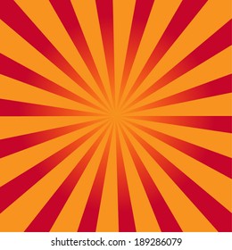 Warm color sunburst rays vector.