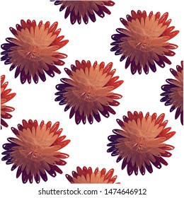 Warm colored background set of gradient flowers. Geometric wallpaper of tropical multicolor plant. Summer pastel set of flower illustration.