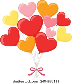 Warm colored heart balloon illustration