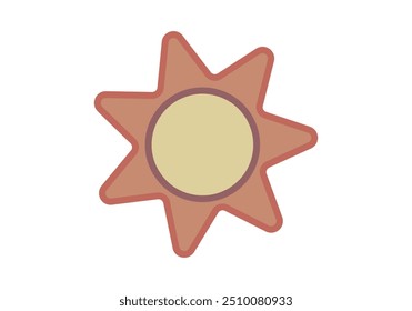 Sol de verano de colores cálidos sobre fondo blanco