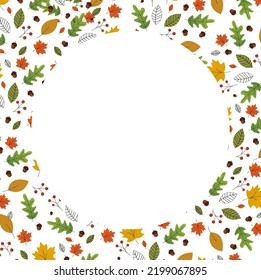 warm and colorful autumn illustrations. leaves and berries, acorns and thin branches