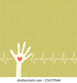 warm colorful up hand, Love vector illustration with texture