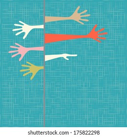 warm colorful up hand, vector illustration with texture