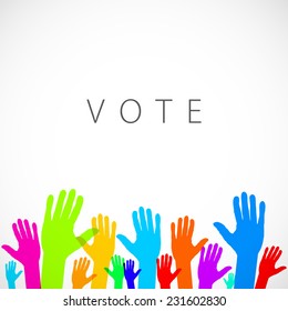 warm colorful up hands logo, vector illustration art vote
