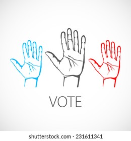warm colorful up hands logo, vector illustration art vote