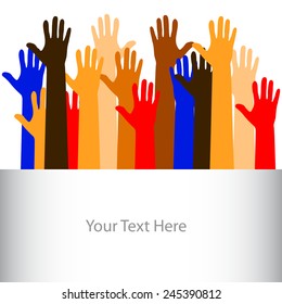 warm colorful up hands logo, vector illustration