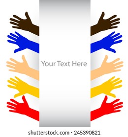 warm colorful up hands logo, vector illustration