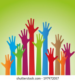 warm colorful up hands, vector illustration