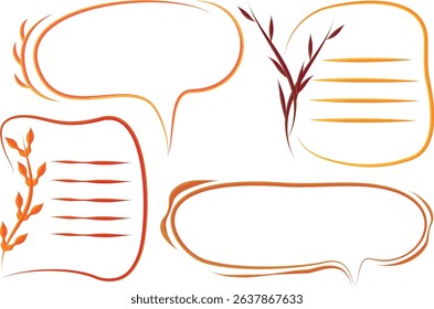 warm colors decorative art outline text box abstract frames set