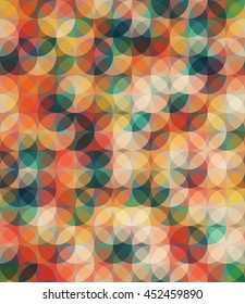 Warm colors seamless pattern. Trendy color palette. Circle sparkling figures. EPS 10