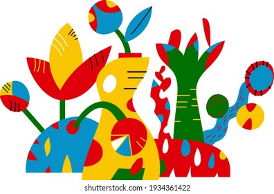 Warm Colourful Spring Flowers over white background