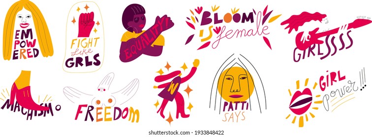 Ilustraciones vectoriales de colores cálidos que muestran a mujeres empoderadas en todo el mundo