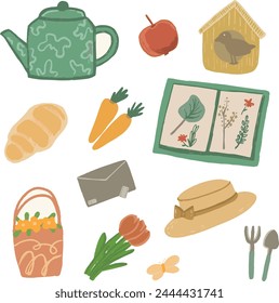 Warm Cottagecore Hand Drawn Illustration Set