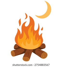 Arte vectorial e ilustración cálidos y acogedores de la hoguera aislados sobre fondo blanco