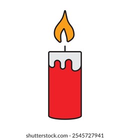 A warm and cozy Christmas candle icon, symbolizing peace and light during the holiday season. Ideal for creating a calming, festive atmosphere in your designs.
