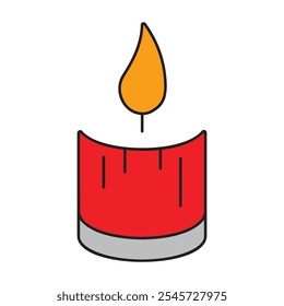 A warm and cozy Christmas candle icon, symbolizing peace and light during the holiday season. Ideal for creating a calming, festive atmosphere in your designs.
