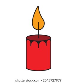 A warm and cozy Christmas candle icon, symbolizing peace and light during the holiday season. Ideal for creating a calming, festive atmosphere in your designs.