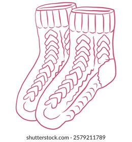 Warm and Cozy Knit Socks – Hand-Drawn Soft Homewear in Delicate Line Art, Relaxing Comfort Accessory for Cold Seasons