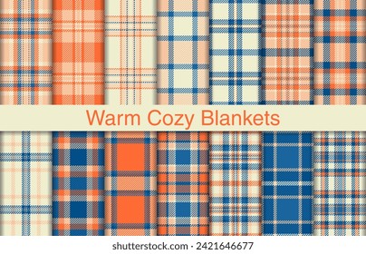 Warm cozy plaid collection, textile design, checkered fabric pattern for shirt, dress, suit, wrapping paper print, invitation and gift card.