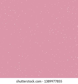 Warm Cozy Sky with Stars, Snow in the Purple Rose Color Sky, Vector Illustration