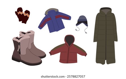 A warm and cozy Winter Clothing illustration set that is stylish and versatile, ideal for fashion, seasonal promotions, editorial content and branding.