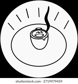 Uma xícara quente de café em um prato, acolhendo a manhã